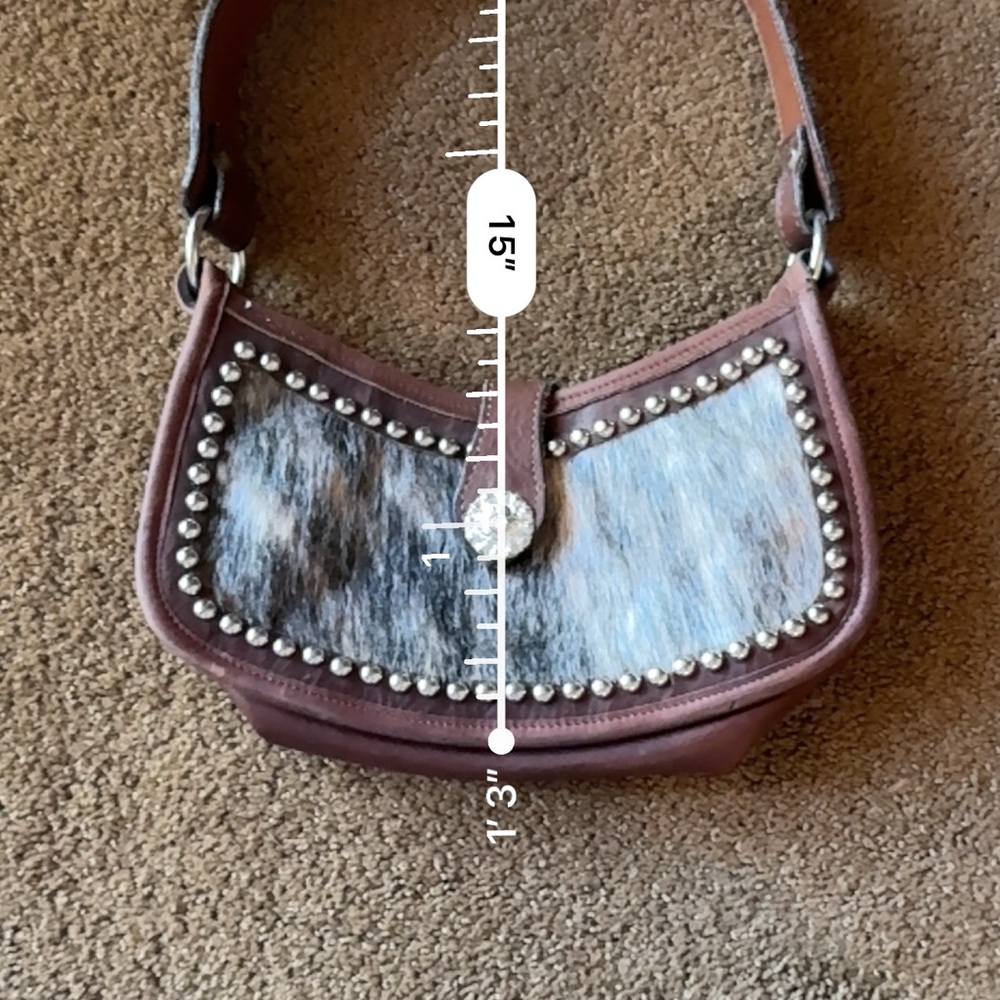 Brown and Tan Shoulder Bag with Western Accents - Picture 8 of 9